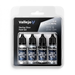 Vallejo 77251 - Farb-Set, TMM Sterlingsilber, 4x8 ml